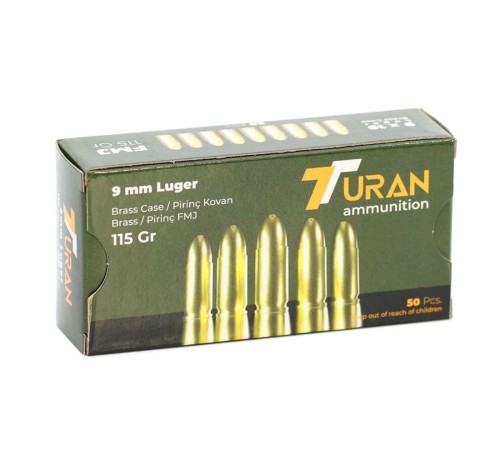 9mm Luger 115 grain Full Metal Jacket by Turan 1000 rounds