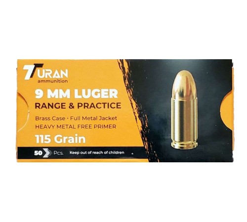 9mm Range & Practice 115 grain Turan FMJ by 1000 rounds