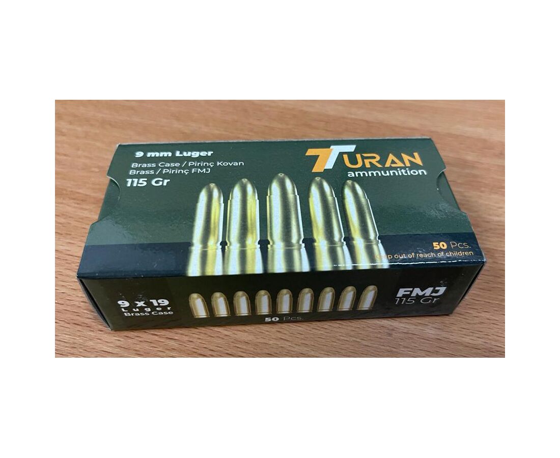 9mm Luger 115 grain Full Metal Jacket by Turan 1000 rounds