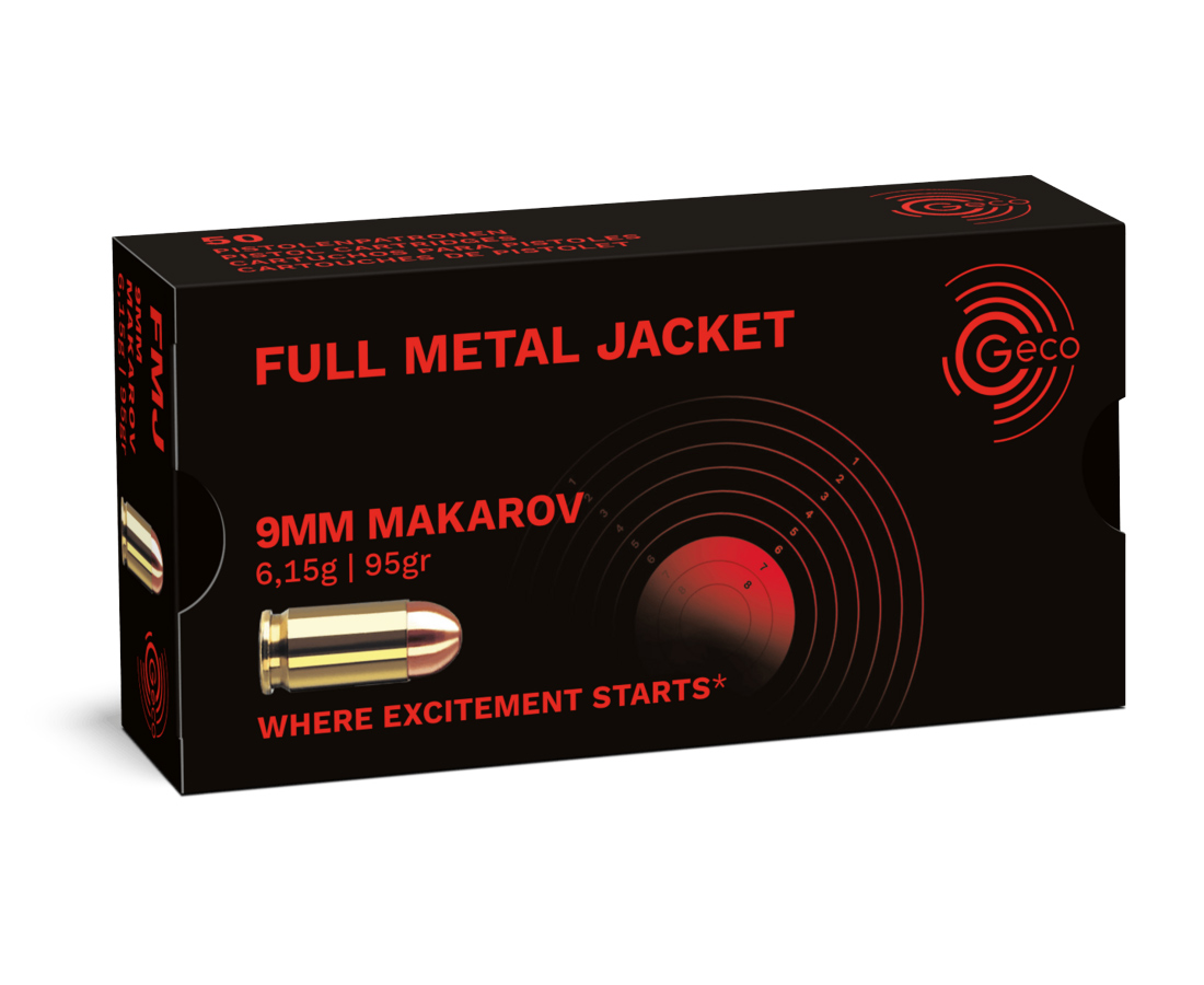 9x18 Makarov 95 Grain FMJ brass case by Geco 400 rounds
