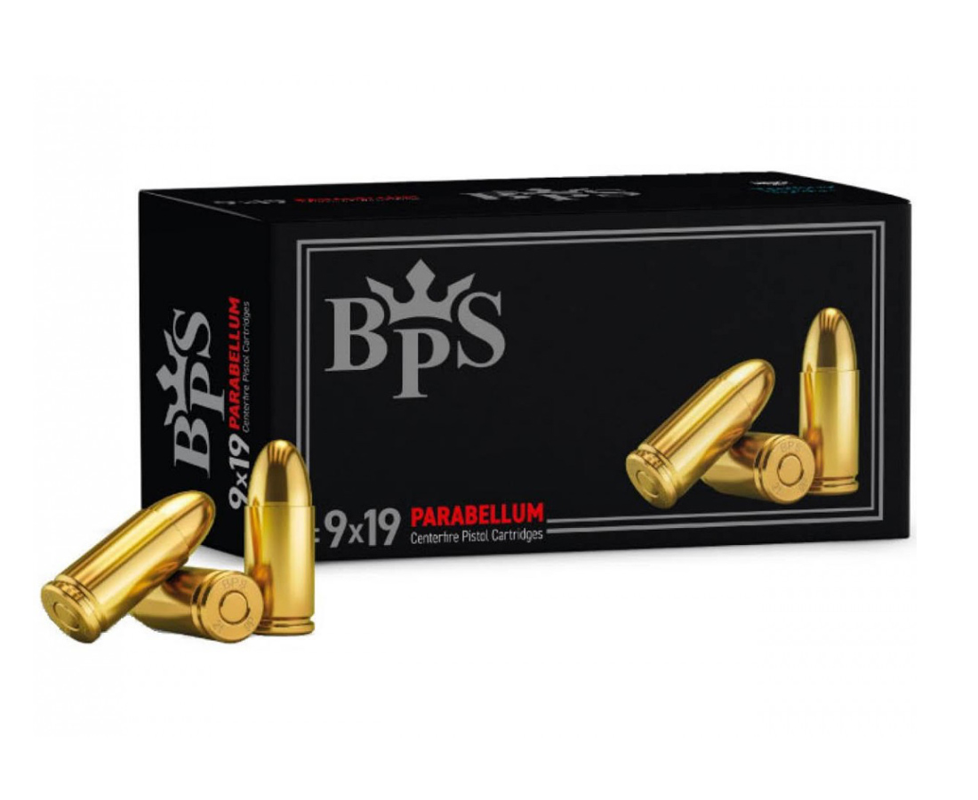 9mm Parabellum 124 Grain FMJ by BPS 1000 Rounds Brass Case
