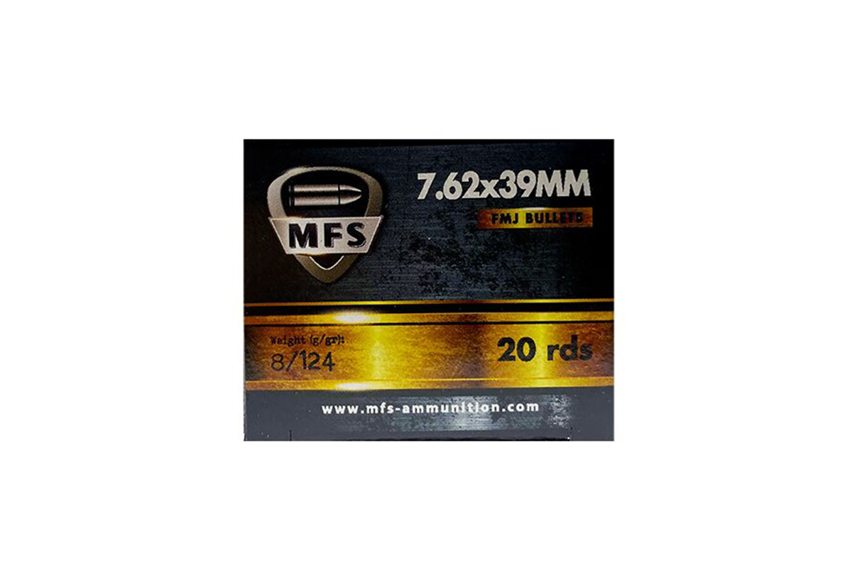 7.62x39 FMJ 124 GR BRASS CASE 1000 rounds by MFS DEFENSE