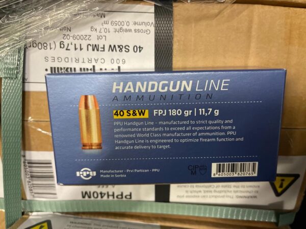 40 Smith & Wesson FPJ 180 Grain by PPU 50 Rounds
