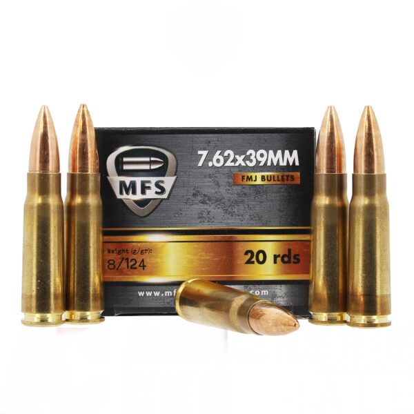 7.62x39 FMJ 124 GR BRASS CASE 500 rounds by MFS DEFENSE