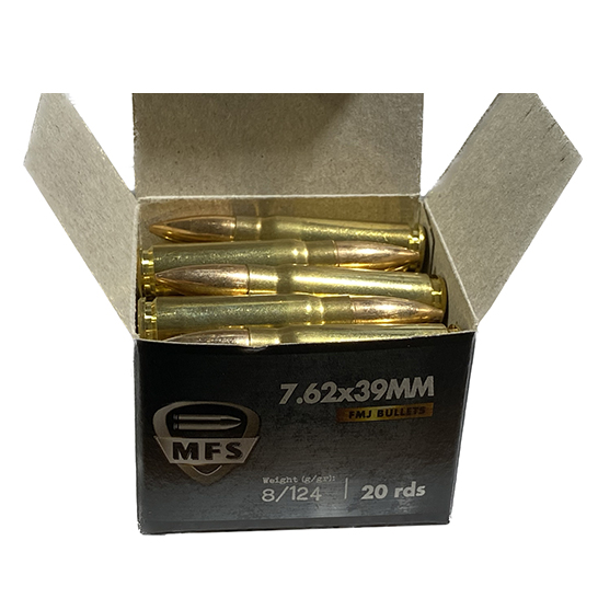 7.62x39 FMJ 124 GR BRASS CASE 500 rounds by MFS DEFENSE