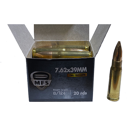 7.62x39 FMJ 124 GR BRASS CASE 500 rounds by MFS DEFENSE