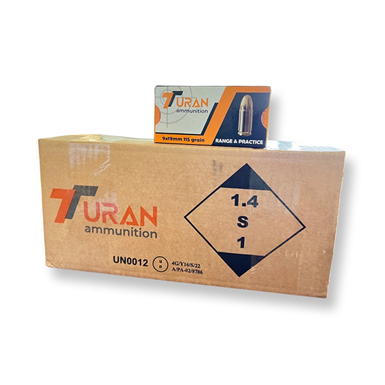 9mm Range & Practice 115 grain Turan FMJ by 1000 rounds