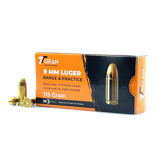 9mm Range & Practice 115 grain Turan FMJ by 1000 rounds